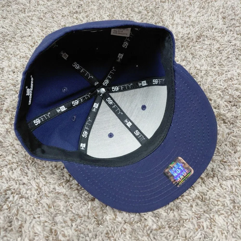 NEW Undefeated New Era 59Fifty Fitted Hat Cap Size 7 3/8 Navy 5 Strike Logo